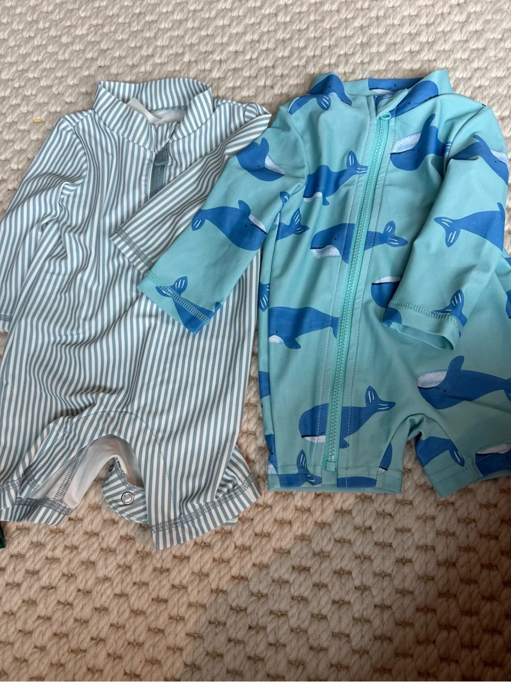 Carter's Blue & Light Blue Kids Rashguard Swimset - Whale Print